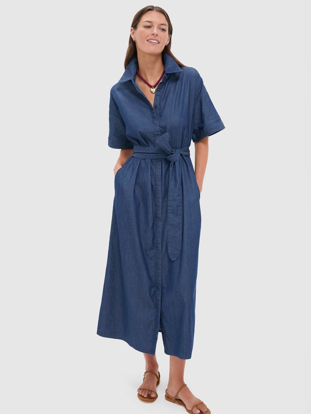 Pomander Place NWT Dark Denim Zacara Dress Size Medium Versatile Maxi Dress